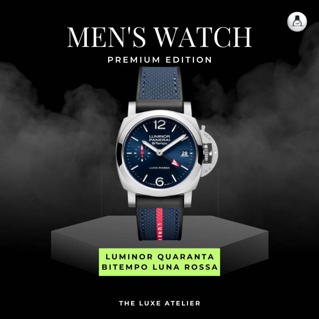 LUXURY MAN WATCH/JAM TANGAN MEWAH PRIA PANERAI LUMINOR QUARANTA BITEMPO LUNA ROSSA AUTOMATIC