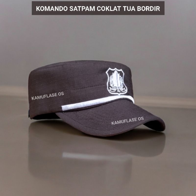 TOPI KOMANDO SECURITY TOPI SATPAM  MESH COKLAT