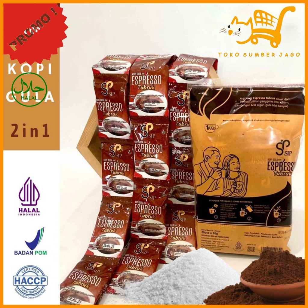 

SIP Kopi Gula 2in1 Espresso Tubruk 20 Sachet x 10gr