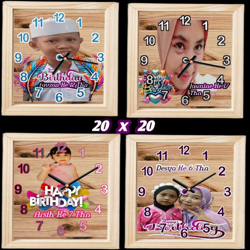 Jam Foto Custom Bingkai Kayu Jati Belanda Kado Ultah