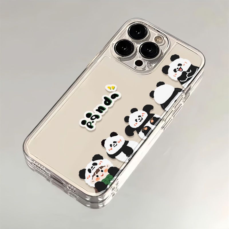 Softcase Crystal Silikon Transparan Motif Squad Panda Untuk iPhone 11/12/13/14/15 X/XS/XR/XSMAX 12/1