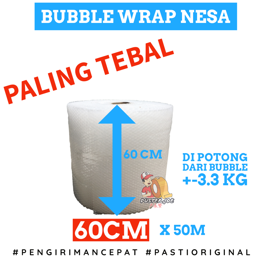 

Bubble Wrap Bening Nesa Pack 60cm x 50M (POT.3.3KG) PALING TEBAL PER 1 ROL