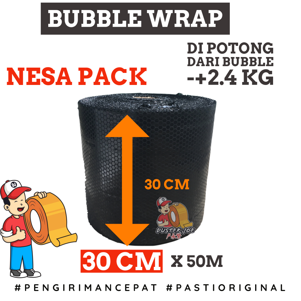 

Bubble Wrap Hitam Nesa Pack 30cm x 50M (POT.2.4KG) PER 1 ROL