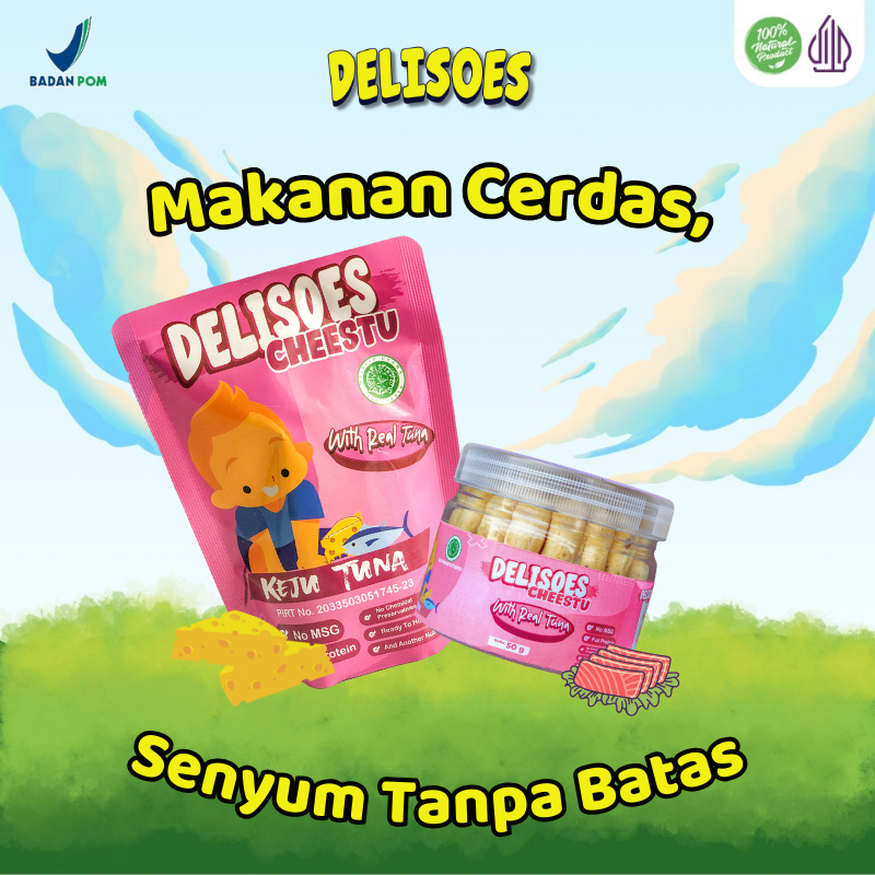 Delisoes Camilan Bayi 8 bulan Camilan Full Protein Snack Mpasi Varian Cheestu Keju dan Tuna