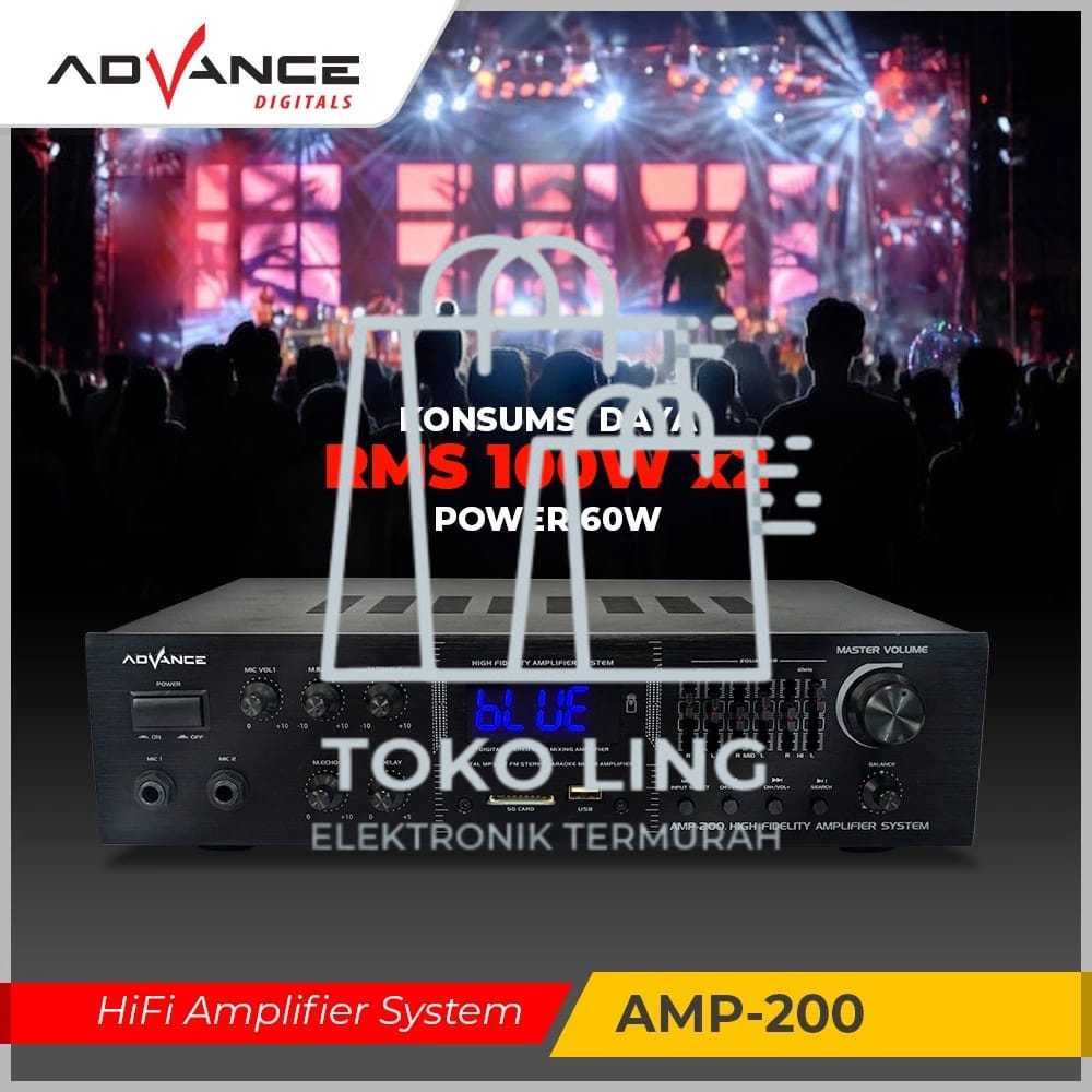 ADVANCE AMP-200 High Fidelity Amplifier Sound System Ampli Karaoke Equalizer Bluetooth Stereo Amplif