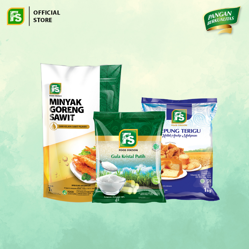 

Bundling FS Gula Pasir Hjau 1kg, FS Minyak Super 1 Liter, FS Tepung Terigu 1 Kg