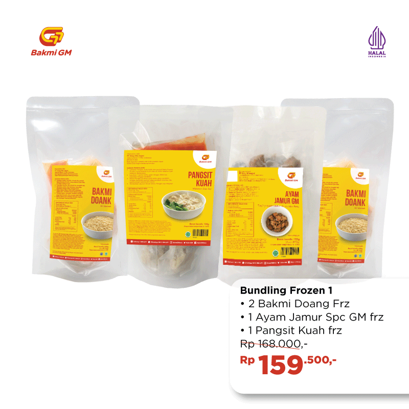 

Bakmi GM - Bundling Frozen 1 (2 Bakmi + Topping + Pangsit Kuah )