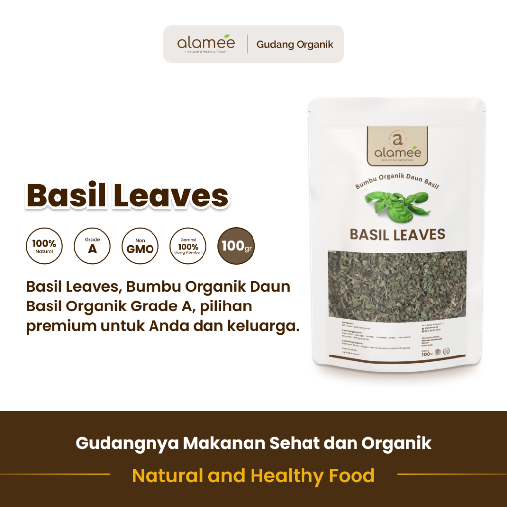 

alamee bumbu organik basil 100 gram daun segar aroma khas bumbu alami tumbuh alami untuk rasa enak