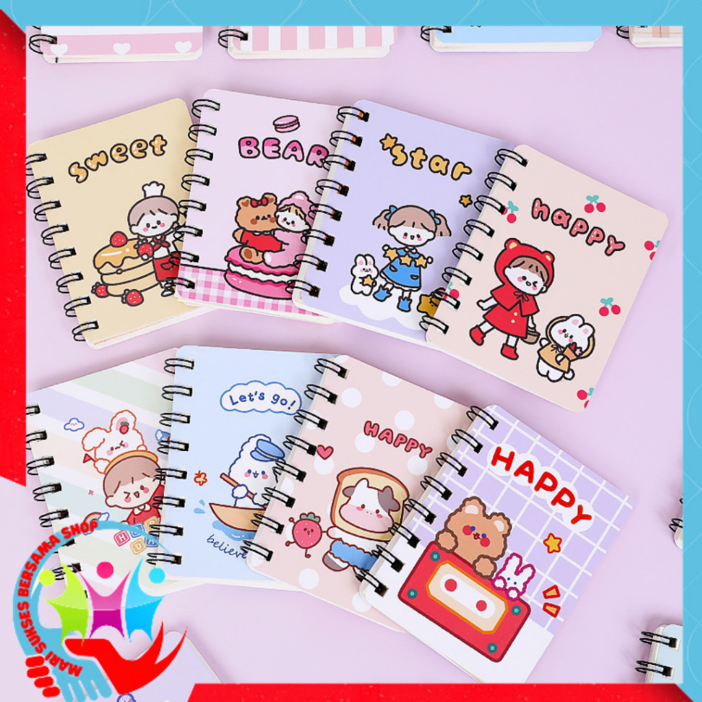 

MSBS Notebook Ring Motif Kartun Buku Catatan Memo Spiral Buku Tulis Mini Binder Karakter Murah
