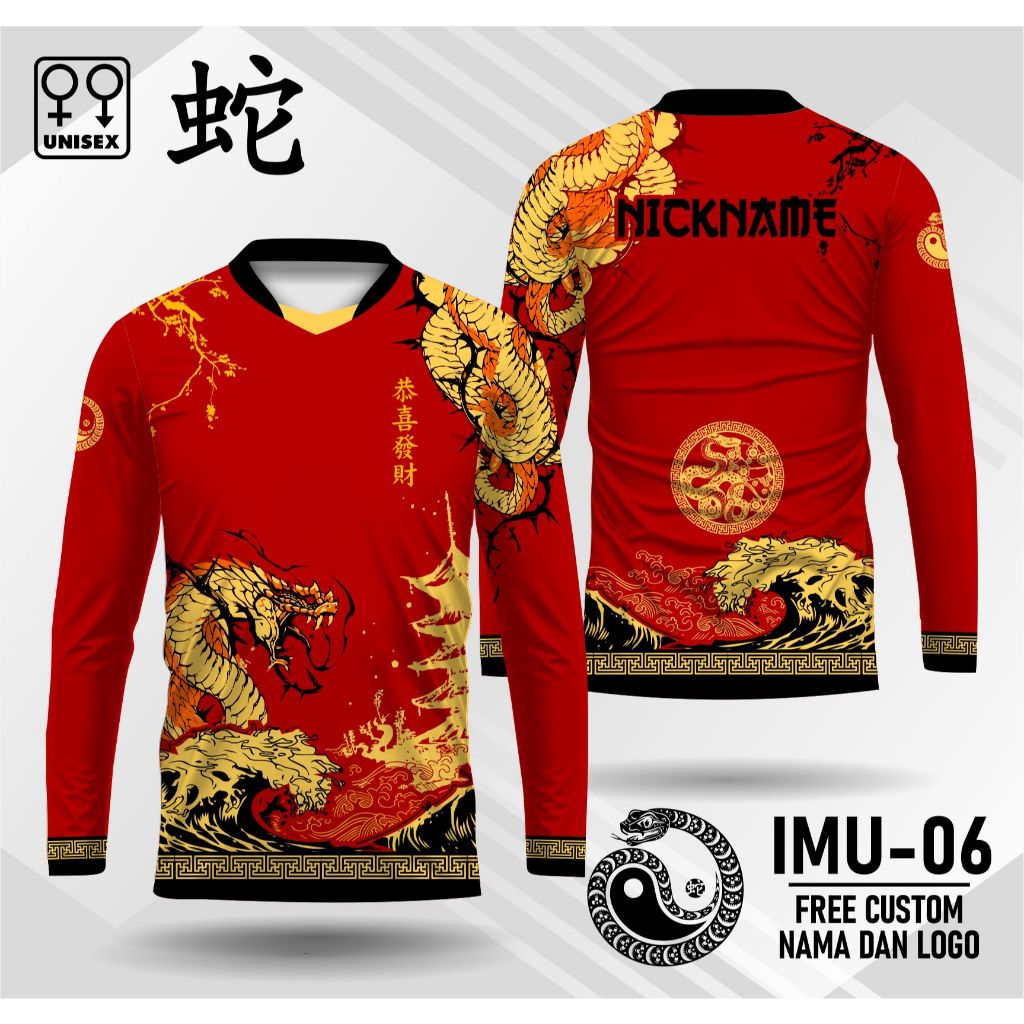 kaos imlek shio ular jersey imlek shio ular kaos jersey shio ular terbaru IMU-05 lengan panjang