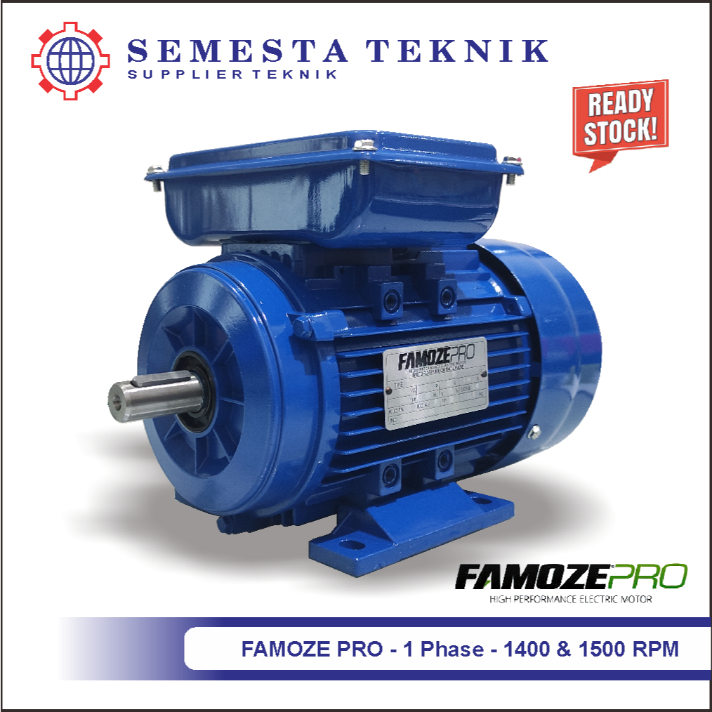 Famoze Pro Dinamo 1 Phase 2 HP 1400 RPM Electric Motor GMYL 2 PK 1.5 KW - B3 Foot Mounted - 2HP - 2P