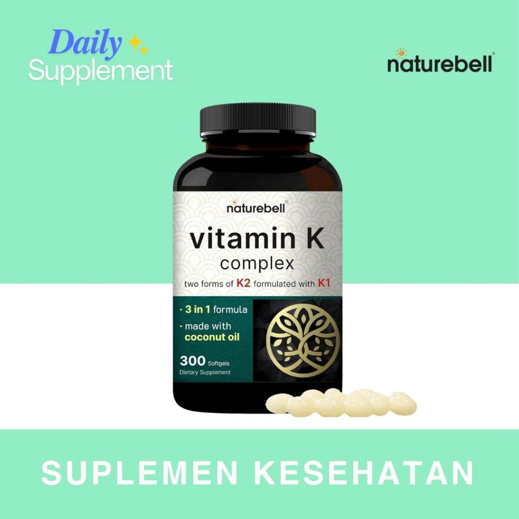 Naturebell Vitamin K Complex K1+K2 (MK-7 & MK-4) 2,600mcg-300 Softgels