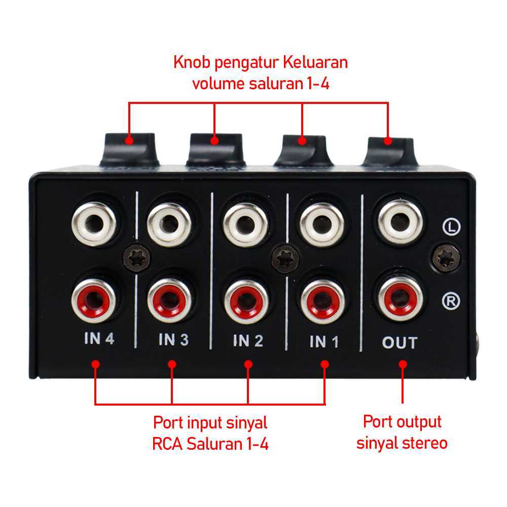 Mini Mixer Amplifier Audio Ultra-Compact 4 Channel