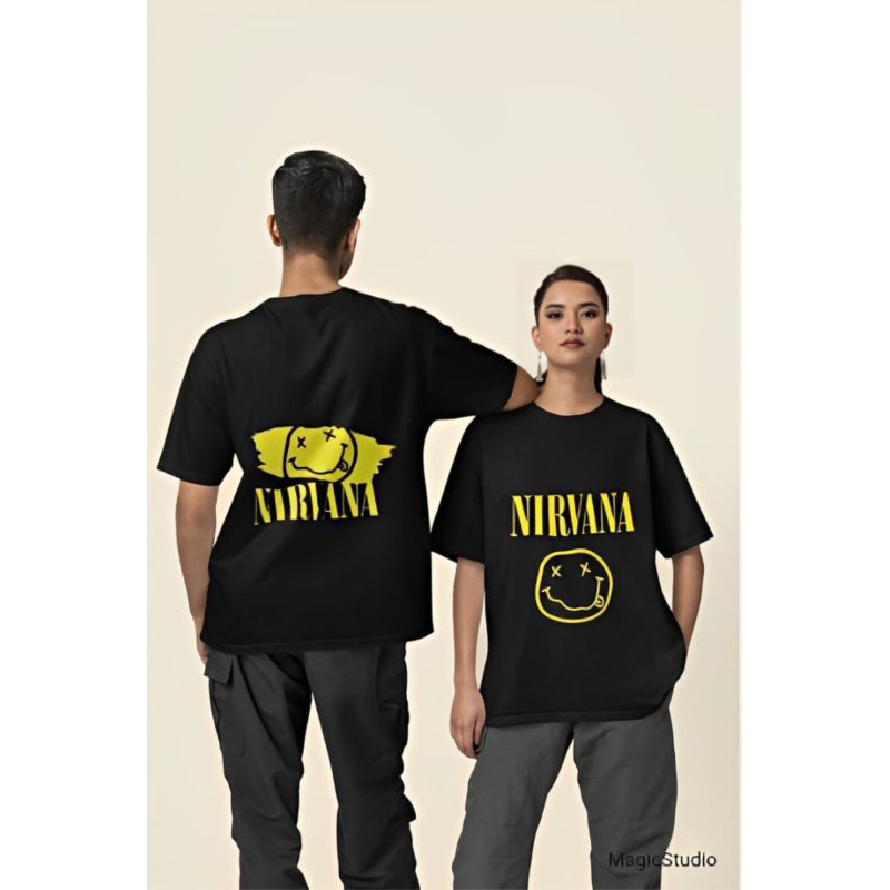 Kaos oversize band nirvana cotton combed 20s pria wanita