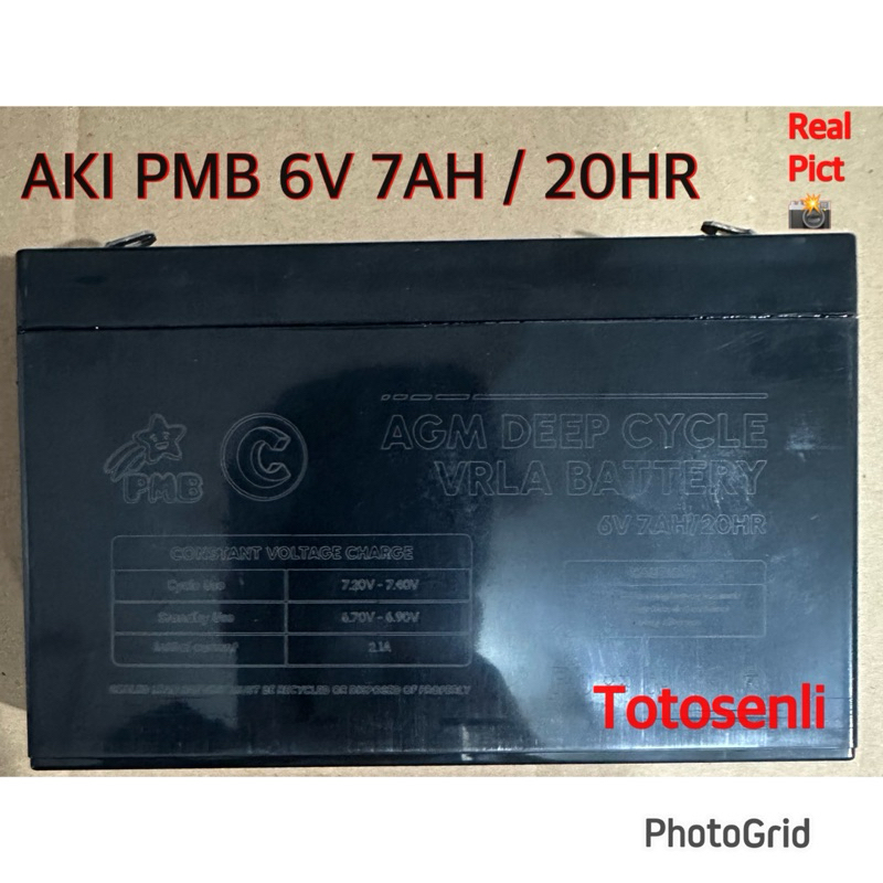aki pmb 6v 7ah / 20hr original pmb toys aki motoran dan mobilan PMB