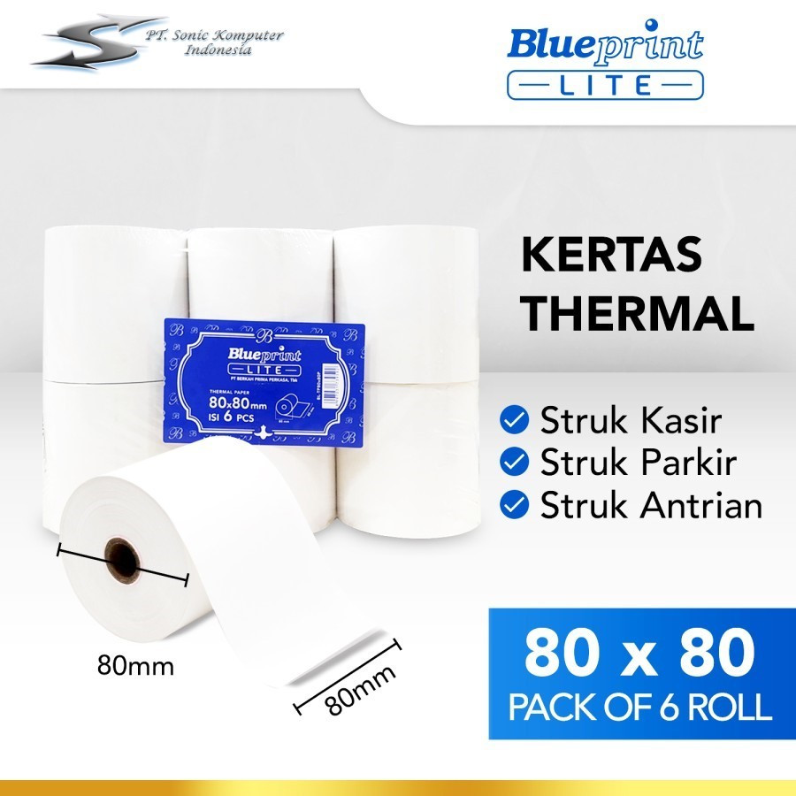 

Kertas Thermal Paper 80x80 mm Struk Kasir Nota BLUEPRINT Lite 80 x 80 1 pack