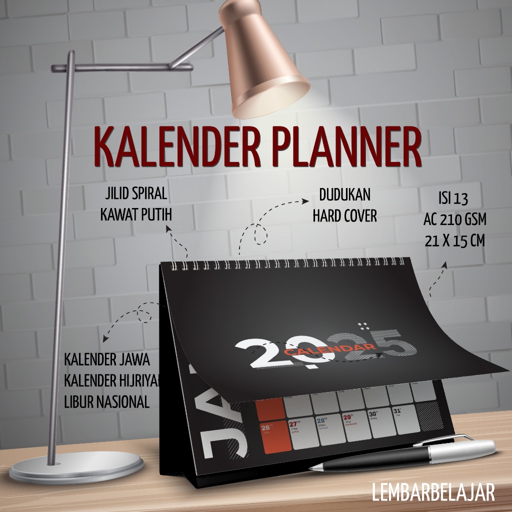 

Kalender Planner Duduk 2025 - Kalender Meja Aesthetic Ukuran A5 Dudukan Hardboard Kokoh