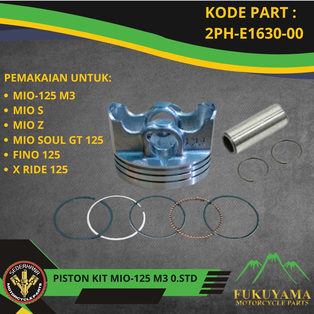 PISTON SEHER KIT MIO 125 M3 MIO S  Z MIO SOUL GT 125 FINO 125 X RIDE STANDARD 25 50 75 100 FUKUYAMA