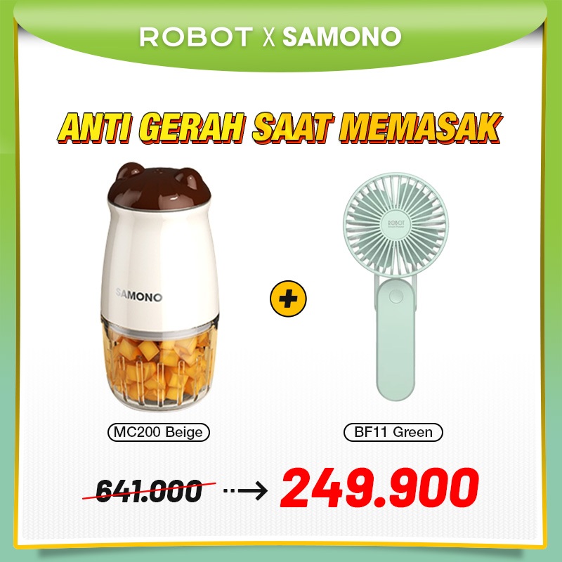 [ROBOT X SAMONO EXCLUSIVE]  SAMONO Food Processor Food Chopper 300ml SW-MC200 X ROBOT Kipas Angin Mi