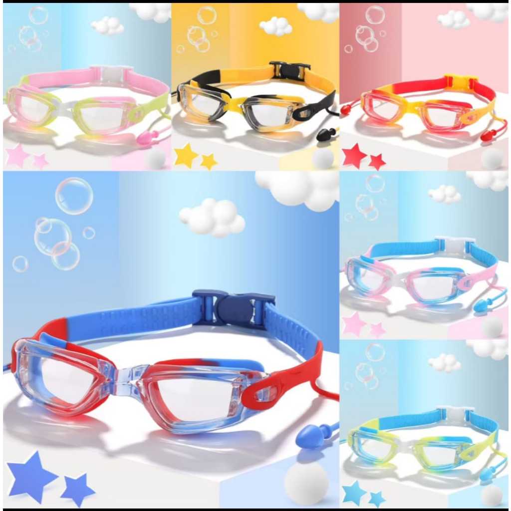 TERMURAH Kacamata Renang Dengan Karet Silikon Eartip/Kacamata Renang Anak/Kacamata Renang Dewasa