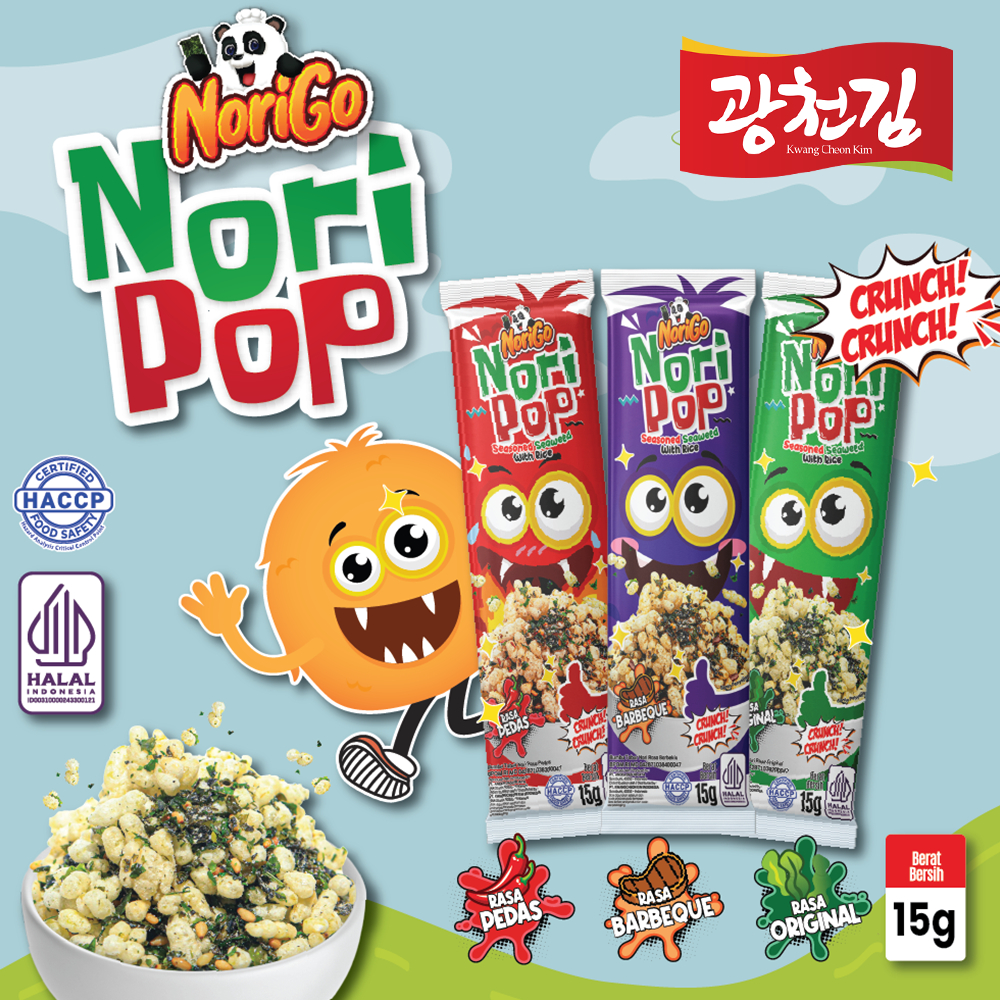 

[HALAL] Norigo Nori Pop Seasoned Seaweed With Rice 1 Pcs / Snack Tabur Nori / Snack Rumput Laut 15g