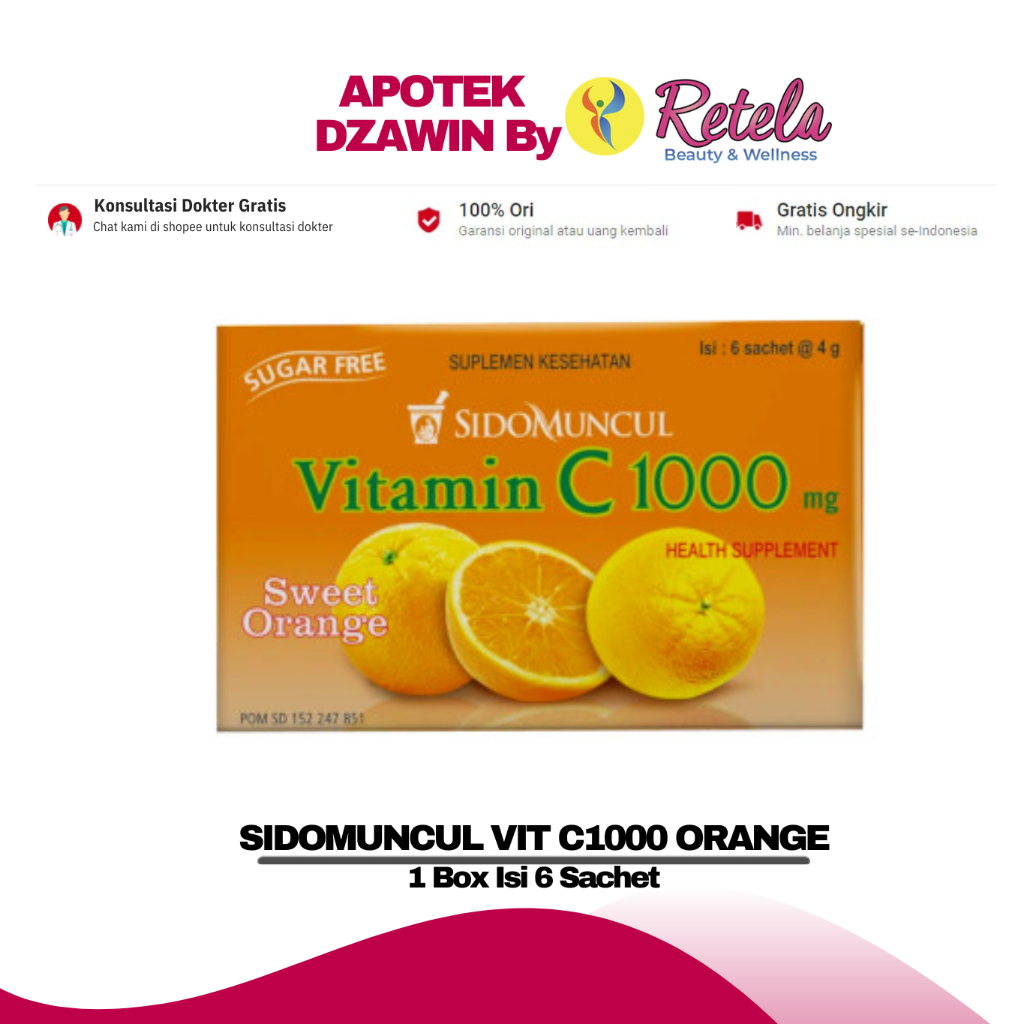 

SIDOMUNCUL VIT C1000 ORANGE 6 SACHET