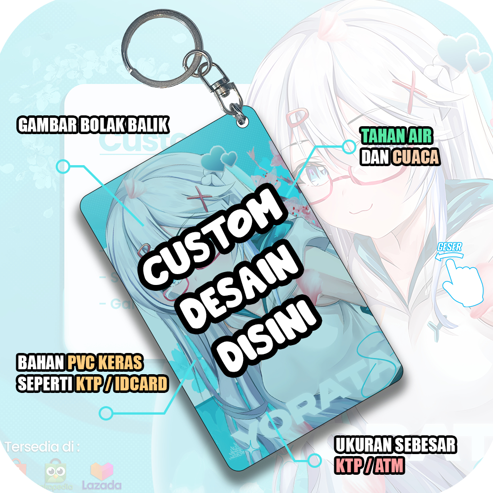 Gantungan Photocard/ID card Custom Gambar Bebas Foto, Anime, Vtuber, K-pop Bisa Satuan