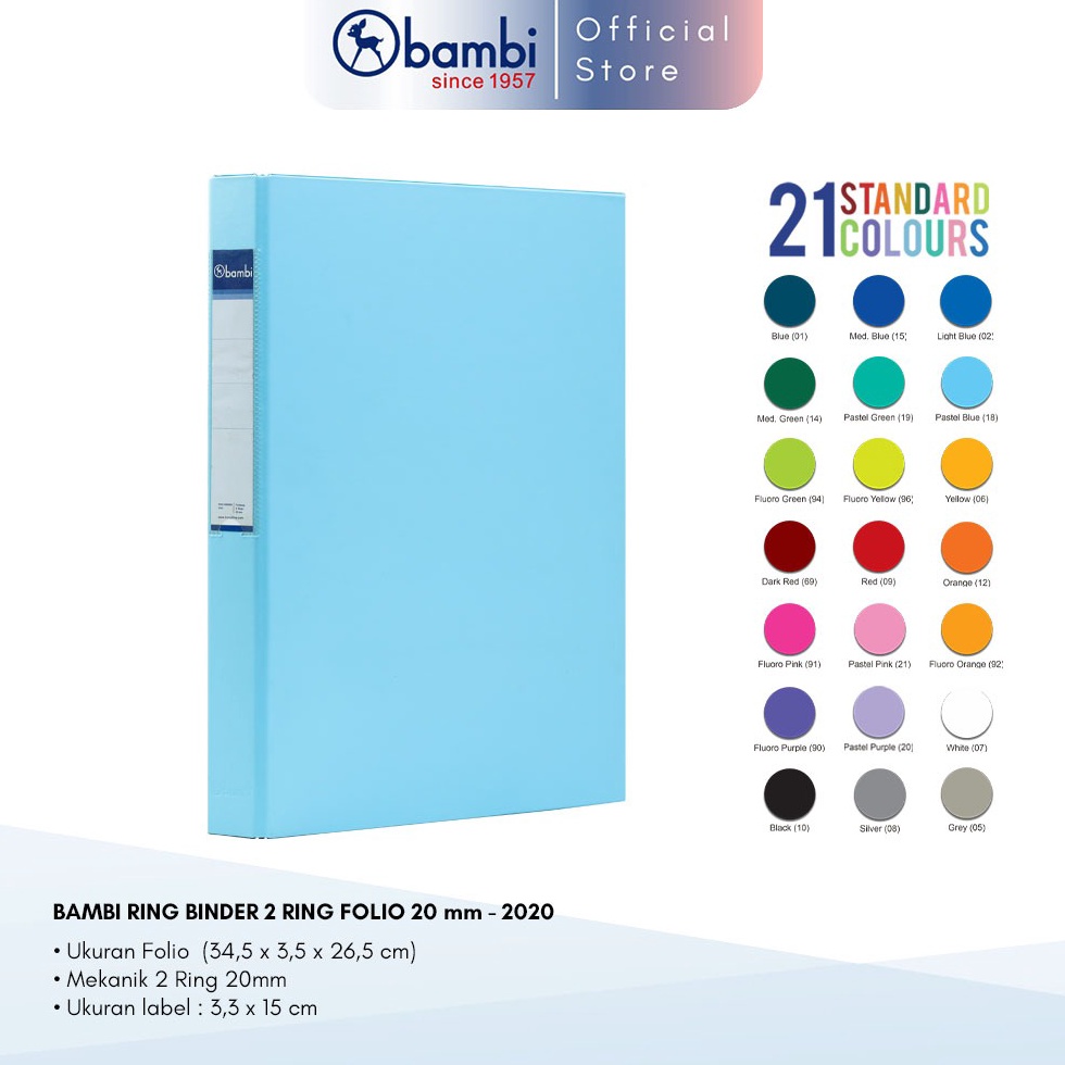 

KODE A87Z Bambi Ring Binder Folio 2 Ring MID SIZE 2 mm kode 22