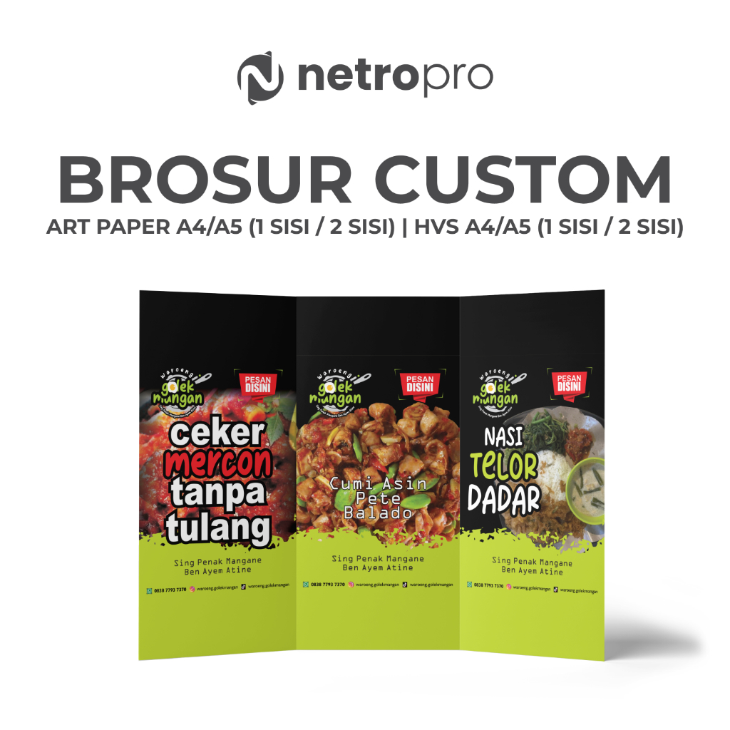 

Brosur Brochure Pamflet Flyer Custom - Pilihan Bahan Art Paper & HVS, Beragam Ukuran dan Sisi Cetak