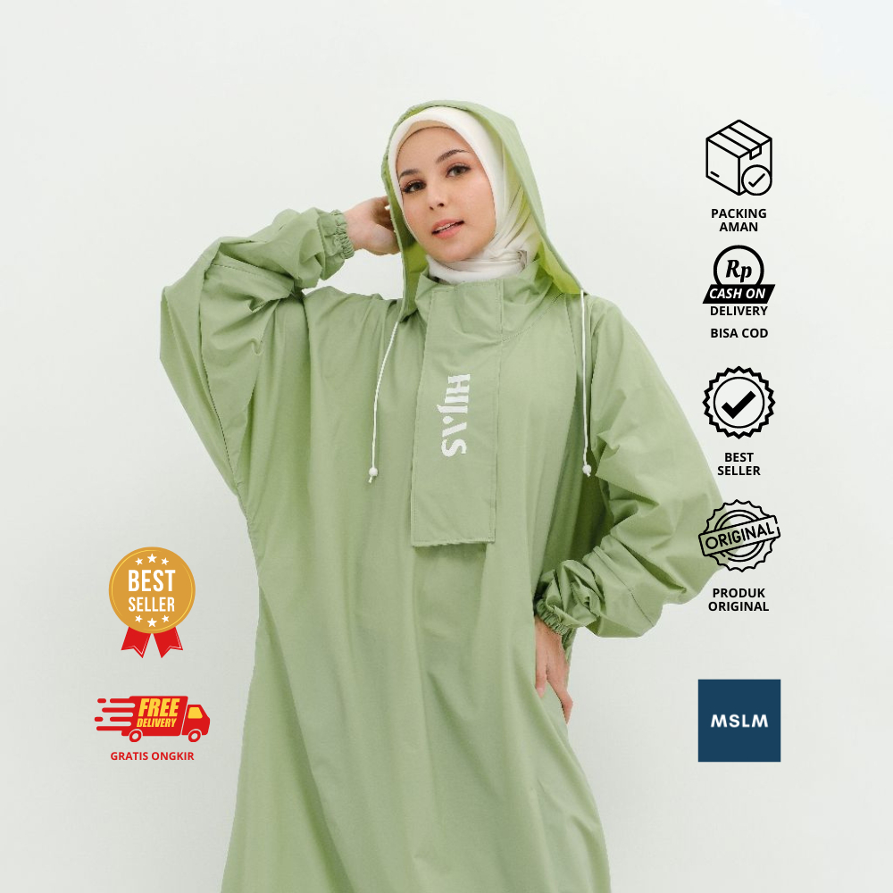 Jas Hujan Gamis Wanita Muslimah Hijab / Jas Hujan Ponco / Jas Hujan Hijab / Jas Hujan Hijab Muslimah