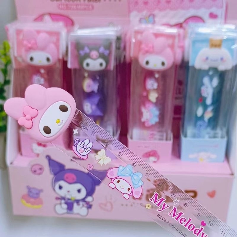 

Penggaris Head Rubber Premium Sanrio Kuromi Melody Cinnamoroll 15cm