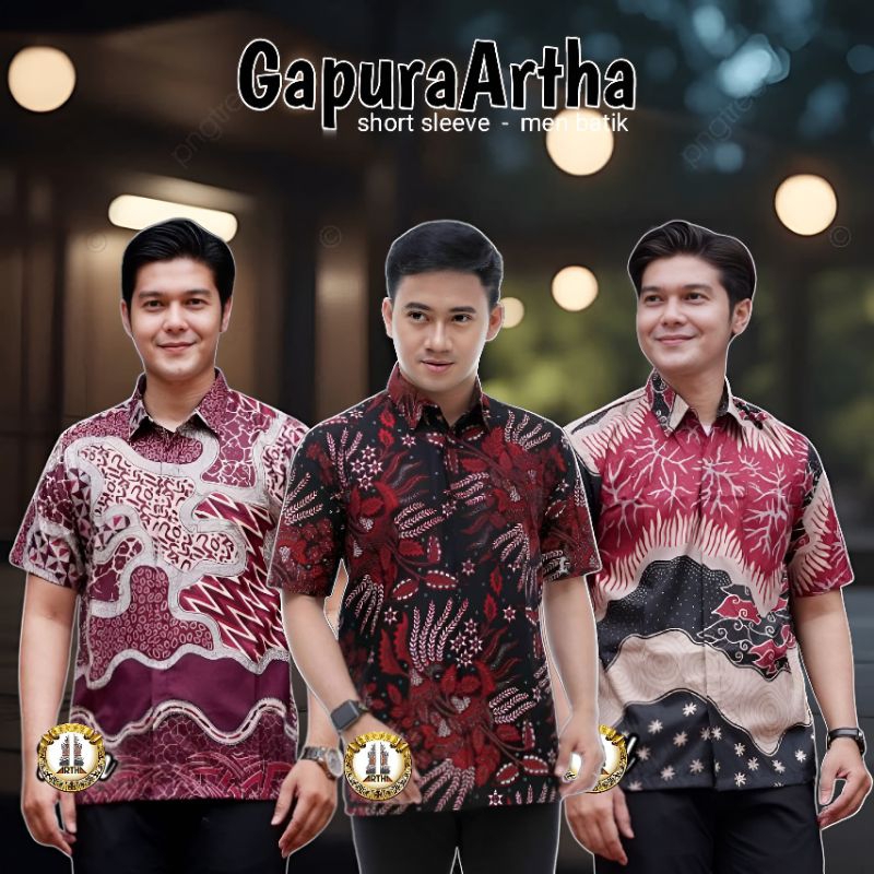 BAJU BATIK KEMEJA PRIA LENGAN PENDEK SIZE M L XL XXL WARNA PINK | HEM BATIK MERAH MUDA