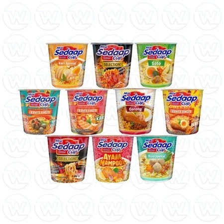

Sedaap Mie Instant Cup Goreng / Kuah all varian