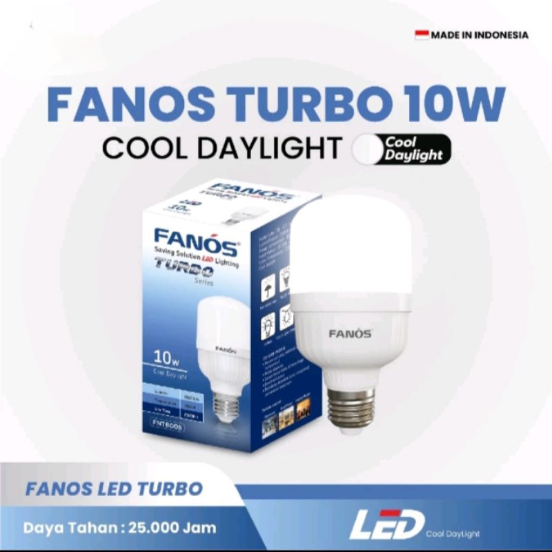 FANOS TURBO Lampu LED 10 Watt Cool Daylight Bergaransi