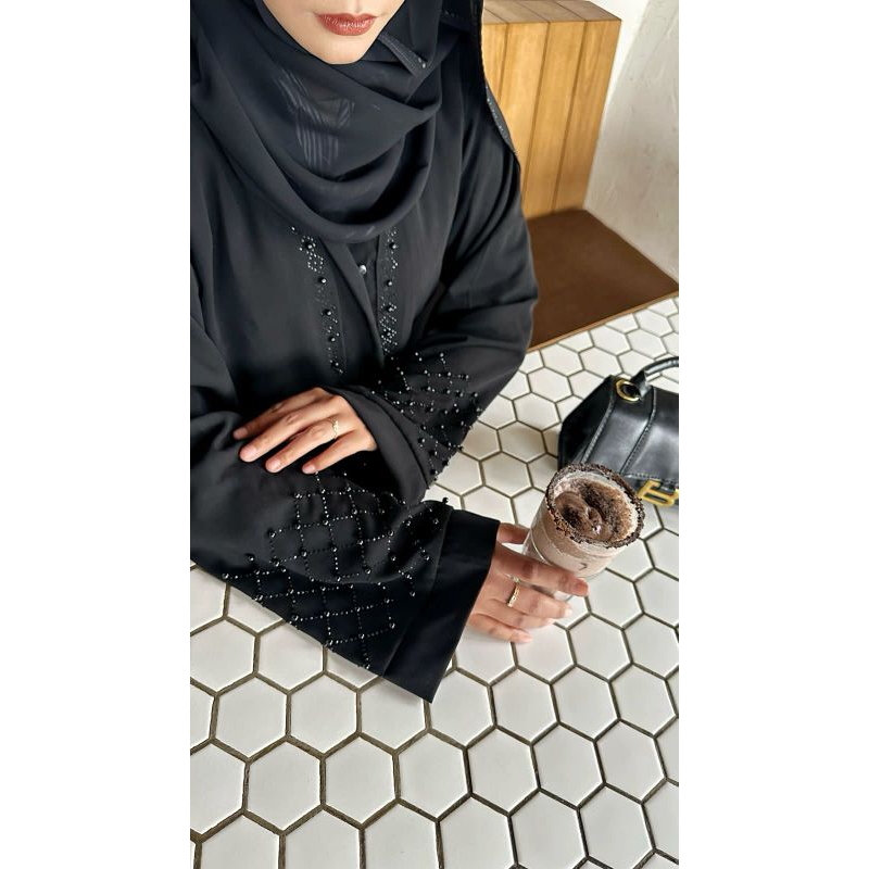 Abaya Jalabia Mutiara / Abaya Saudi / Gamis Hitam / Abaya Arab / Abaya Hitam / Abaya Murah / Abaya L