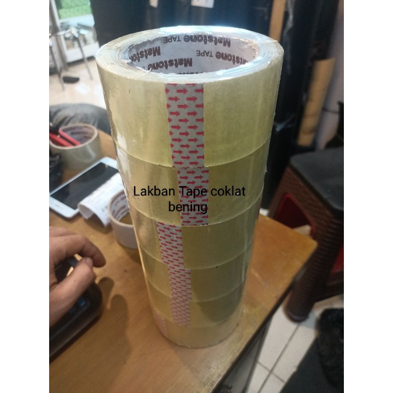 

Lakban tape (Slop isi 6pcs) Lakban Bening Coklat 2" Inch MATSTONE 45mm x 90 Yard - B90 - BENING
