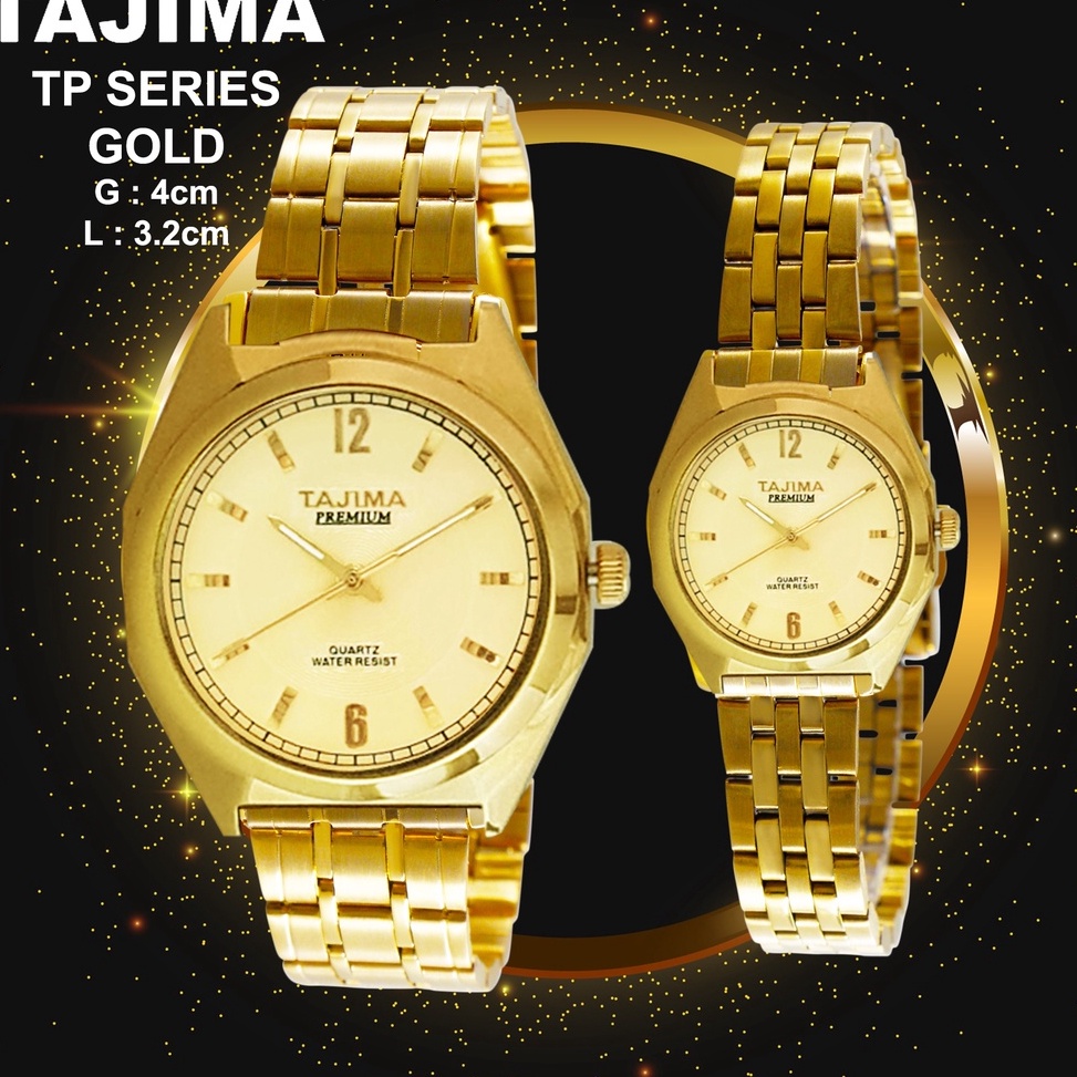 KODE Q22N TAJIMA Jam Tangan Analog Couple Premium Gold Stainless Steel Water Resist 3 ATM Watch