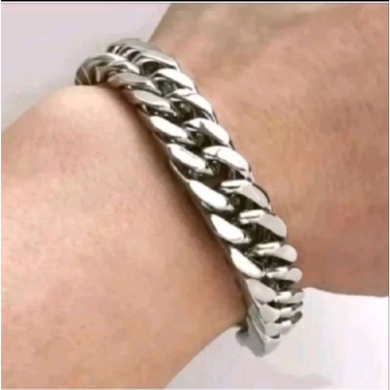 GELANG TANGAN TITANIUM PRIA RANTAI JUMBO STAINLESS STEEL ANTI KARAT