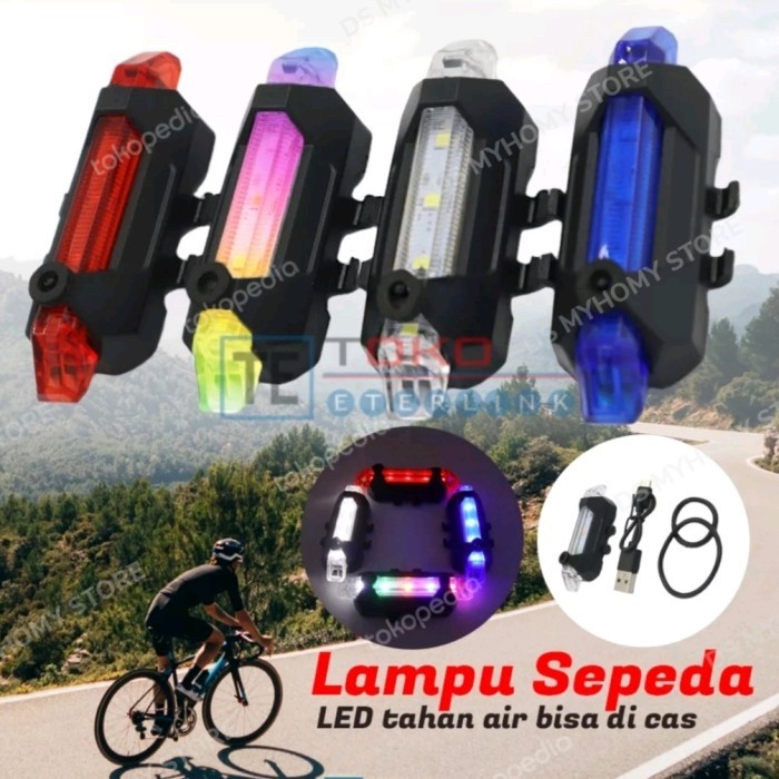Lampu belakang sepeda lampu kelap kelip bisa di charger rechargeable USB light lampu sepeda malam