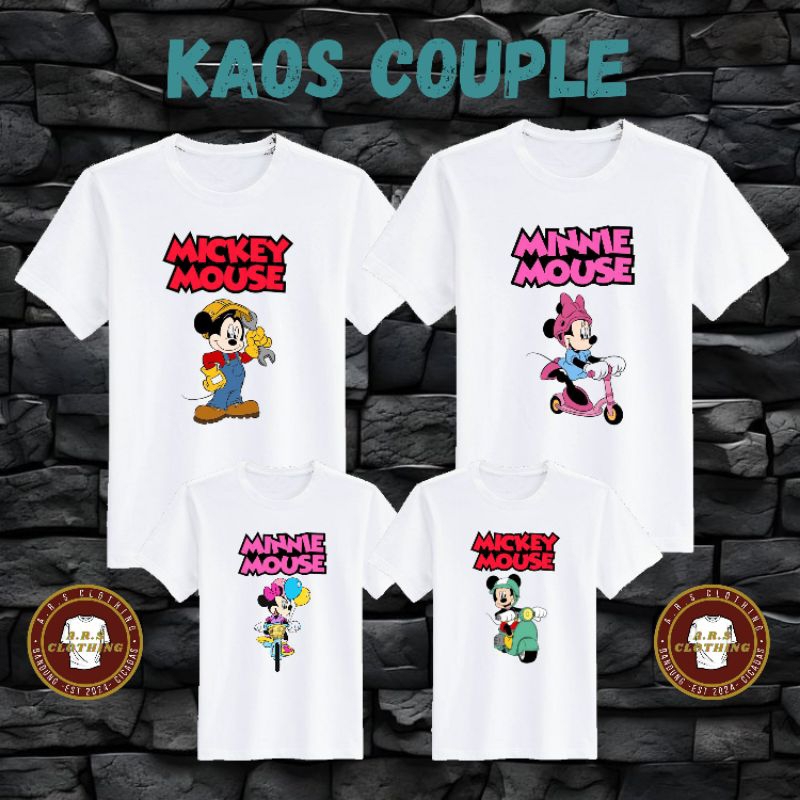 KAOS COUPLE KELUARGA - KAOS DISNEY COUPLE - MOTIF MICKEY MOUSE [PUTIH]