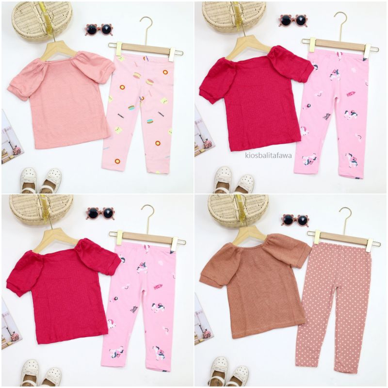 SETELAN ANAK 2-5 TAHUN/ATASAN ANAK PEREMPUAN/BLOUSE LENGAN BALON LEGGING ANAK PEREMPUAN