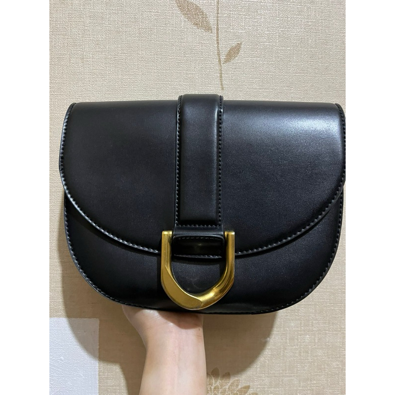 Charles and Keith Medium Gabine Leather Saddle Bag