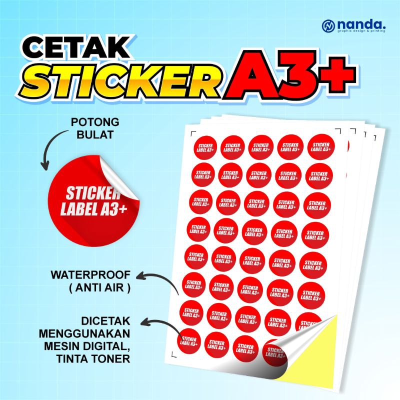 

CETAK STICKER LABEL A3+ KROMO VINYL TRANSPARAN HOLOGRAM