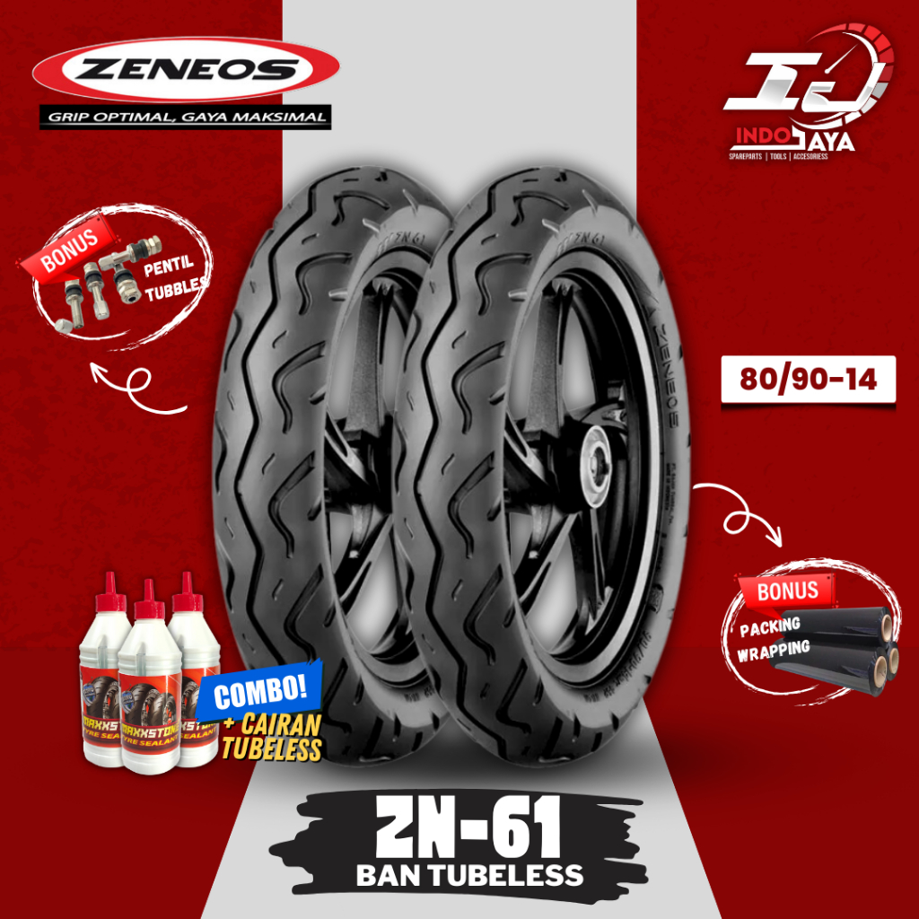 [READY COD] BAN LUAR TUBELESS ZENEOS ZN 61 (80/90-14) RING 14 / ZN-61 / ZN61 / BAN MATIC DEPAN BELAK