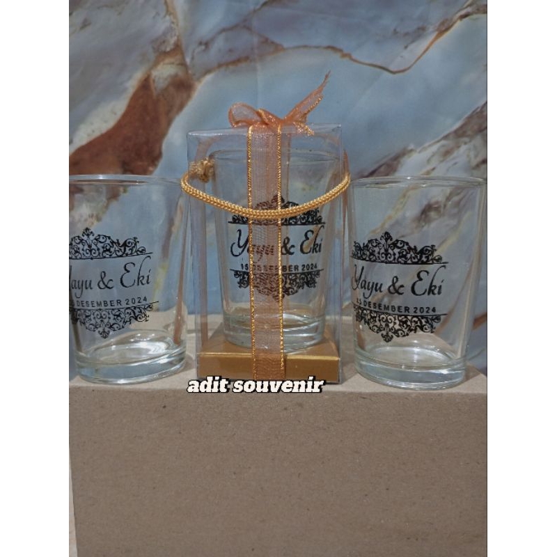 SOUVENIR GELAS LU BENING + KEMAS MIKA + CUSTOM BEBAS