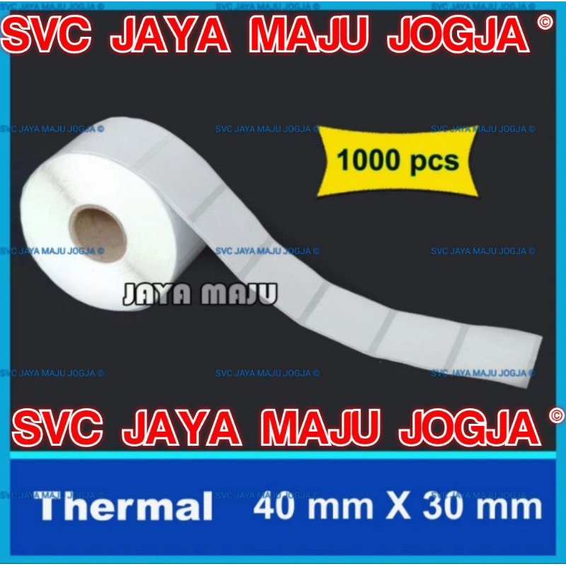 

STIKER BARCODE THERMAL 4 x 3 CM 40 x 30 MM GAP PORPORASI 1000 PCS - JAYA MAJU JOGJA || LABEL BARCODE THERMAL TANPA RIBBON DIRECT THERMAL || 40 X 30 THERMAL TOP COAT - 1 LINE - FACE OUT - ISI 1.000 PCS || 40X30 4X3 CM SUPERMARKET SWALAYAN