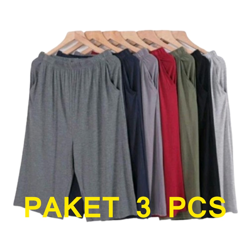 PAKET ISI 3 PCS CELAMIS PENDEK WANITA JUMBO BAHAN KAOS RAYON/CELANA POLOS RUMAHAN SANTAI SELUTUT