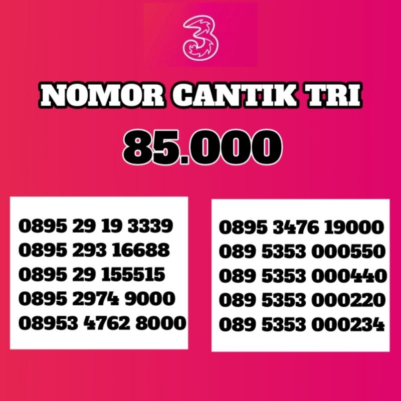 85 Nomor Nomer No Nocan Cantik Antik Langka Tripel Quarted Kartu Perdana Operator Tri 3