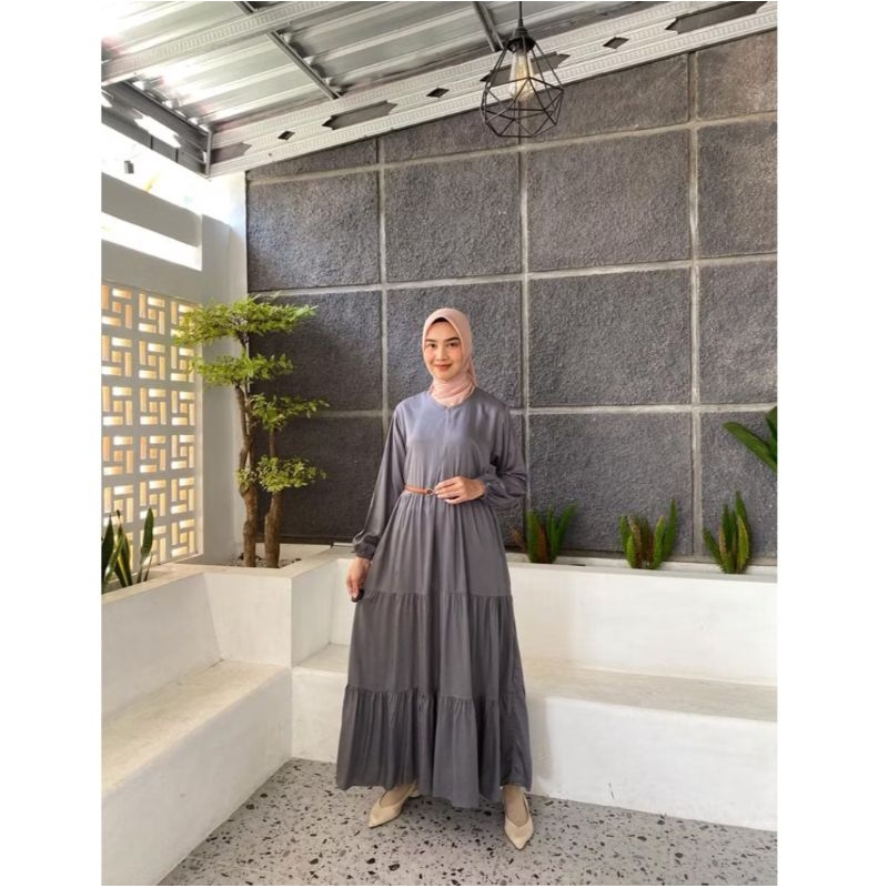 amara homey dress-gamis rayon polos viscose-SET