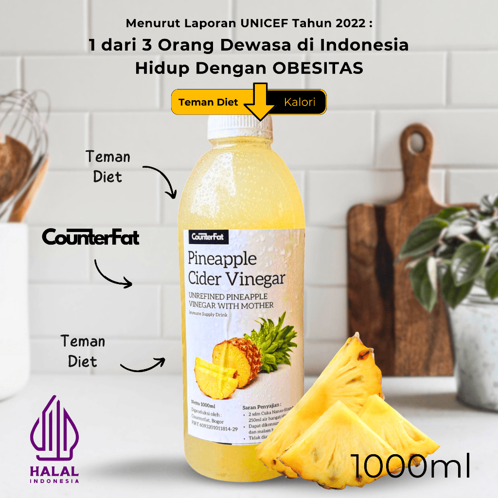 

CounterFat Cuka Nanas Minuman Diet Organik Pineapple Cider Vinegar With Mother Kesehatan